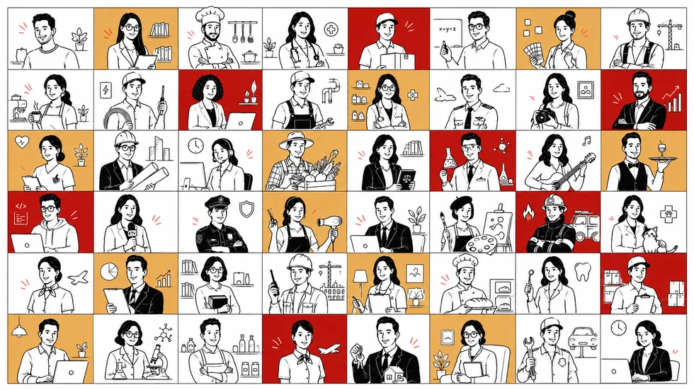 Ilustraciones de trabajadores de distintos oficios